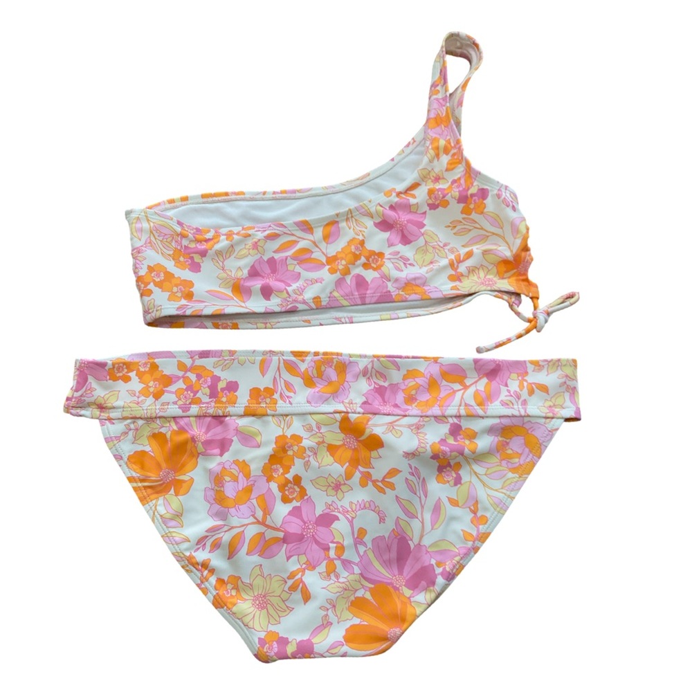 Ninety Nine Floral Bikini Set NWOT Top L Bottom XL Pink Orange White - Picture 5 of 9